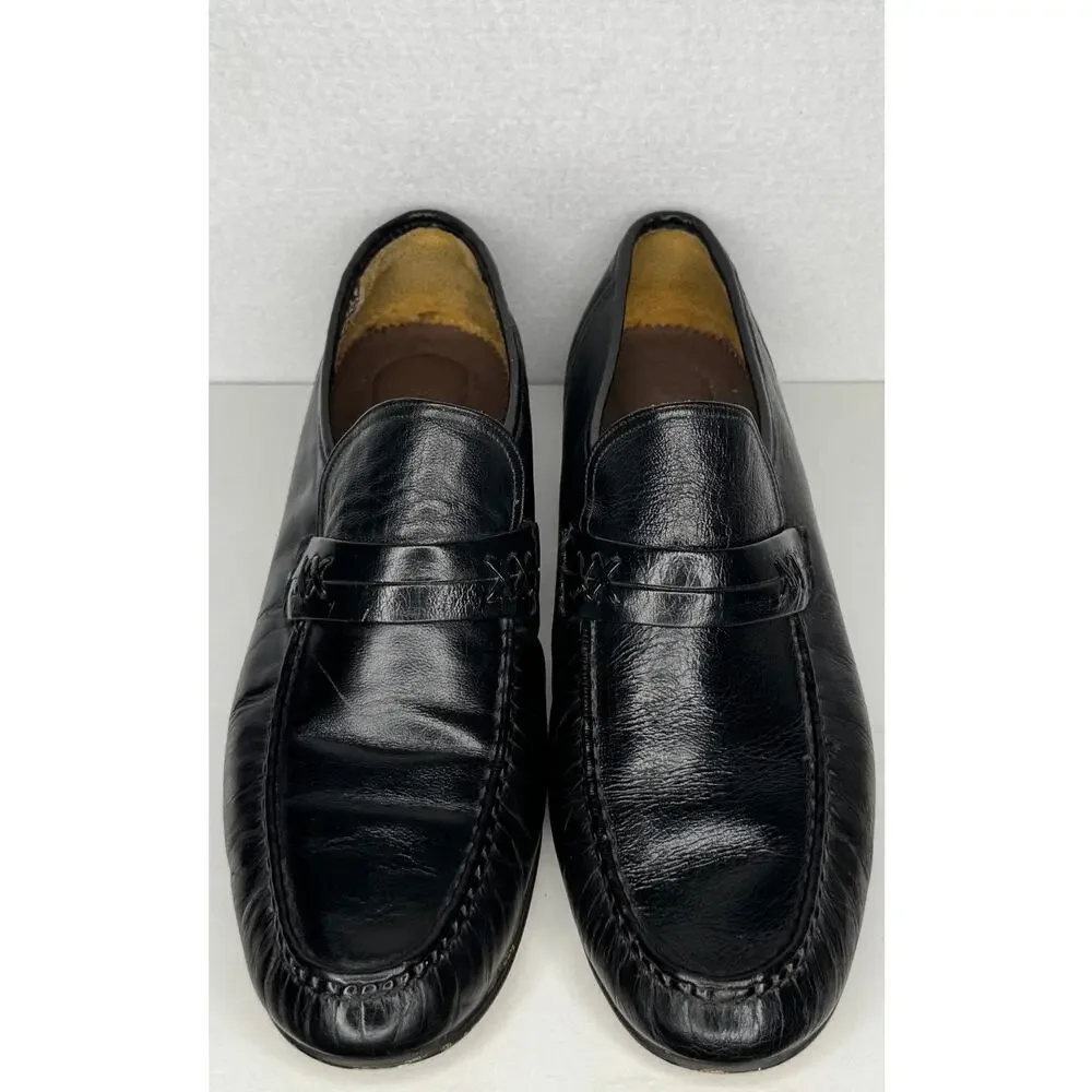 1990s Donato Marrone Black Leather Penny Loafers Brazil Men’s 10.5 M